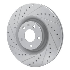 Audi S4 Brake Rotor (1) - Front Left - R1 Concepts - Drilled & Slotted - Silver - `04-`09